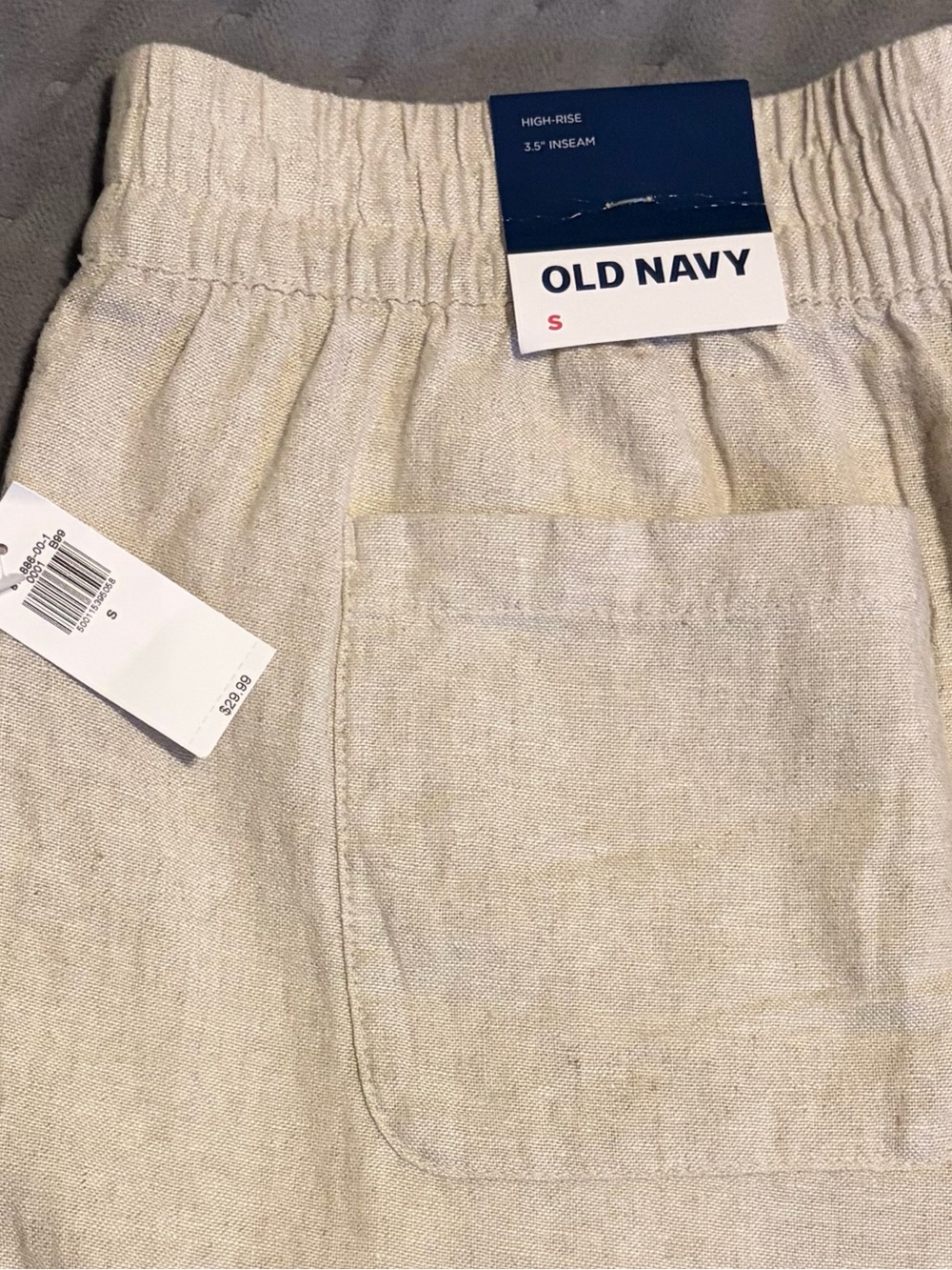 Old Navy Women’s Beige Linen-Blend Elastic Waist Shorts